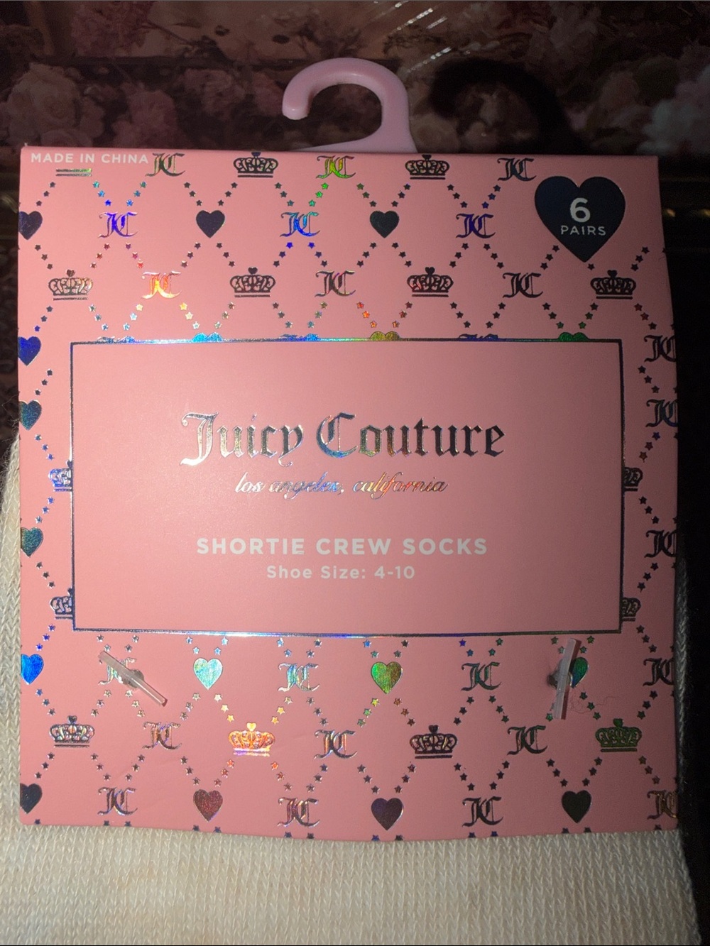 Juicy Couture woman’s Cream & more Logo Crew Socks - 6 Pack - Picture 6 of 6